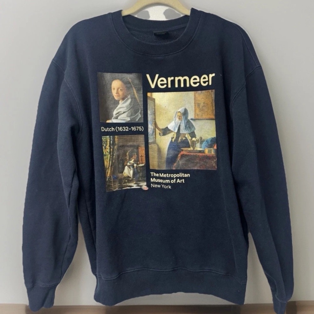 The Met Vermeer Sweatshirt Large Navy Dutch Art Museum Crewneck